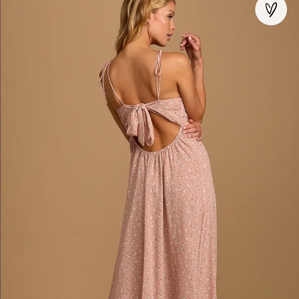 Lulus Times We Had Blush Floral Print TieBack Maxi - Picture 4 of 5
